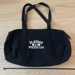 PLAYBOY Athletic Club Black Duffel Bag
